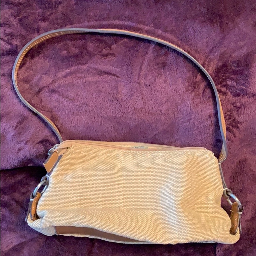 Small woven fossil purse